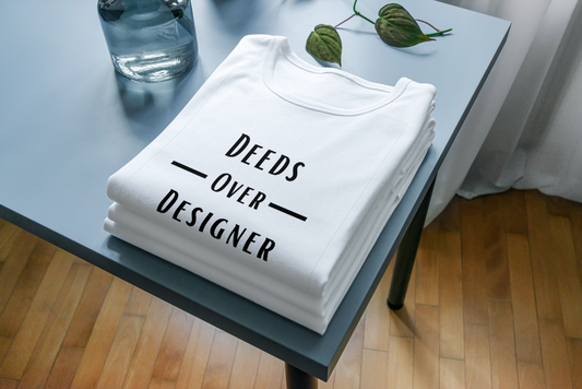 Deeds Over Designer Classic Crew Neck Shortsleeve T-Shirt